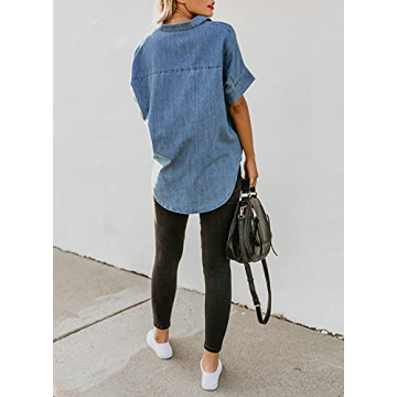 Vintage Sky Blue Plus Size Short Sleeve Blouse Summer Essential