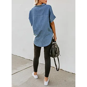 Vintage Sky Blue Plus Size Short Sleeve Blouse Summer Essential