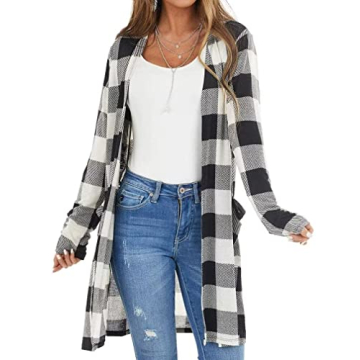 Chic and Lightweight Lacozy Women Cardigan in Buffalo Plaid Style for Every Occasion