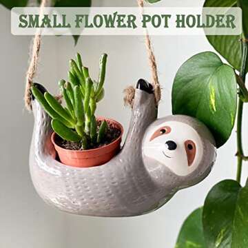 AIPOGOOIN Sloth Hanging Planters for Indoor Outdoor Plants Cute Succulent Cactus Pots Ceramic Flower...