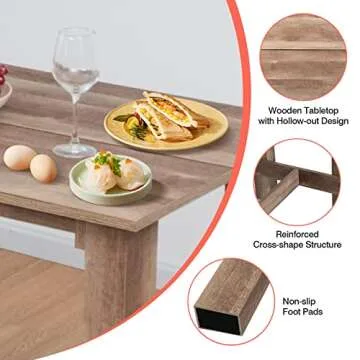 Giantex 5 Pieces Dining Table Set, 35.5”H Counter Height Table w/ 4 Metal Bar Stools, Retro Kitchen Table & Chairs Set, Space-Saving Bar Table Set for Dining Room, Pub, Bedroom (with 4 Chairs)