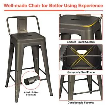 Giantex 5 Pieces Dining Table Set, 35.5”H Counter Height Table w/ 4 Metal Bar Stools, Retro Kitchen Table & Chairs Set, Space-Saving Bar Table Set for Dining Room, Pub, Bedroom (with 4 Chairs)