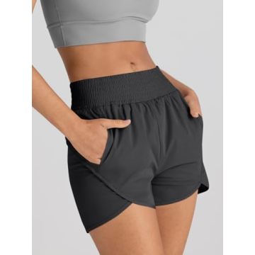 AUTOMET Women’s Athletic High Waisted Shorts with Pockets