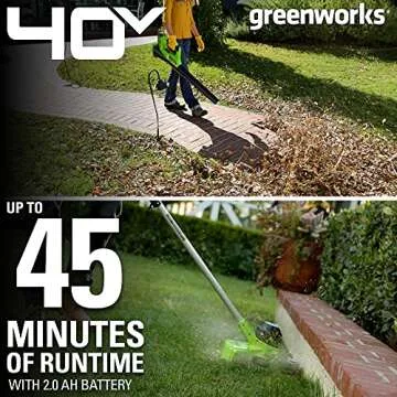 Greenworks 40V Cordless String Trimmer + Leaf Blower Combo Kit, 2.0Ah Battery and Charger Included
