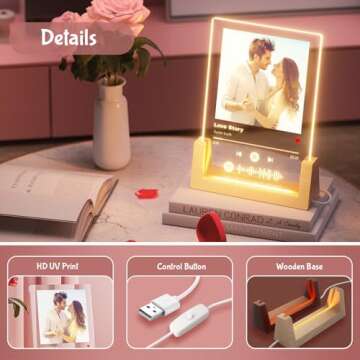 witfox NEXT DAY SHIPPING Spotify Plaque Personalized Gifts for Him Her - Spotify Glass Plaque Custom Gifts for Women Men - Acrylic Song Plaque with Picture Gifts - Customized Gifts for Couples