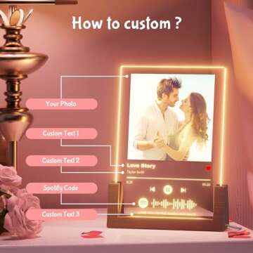 witfox NEXT DAY SHIPPING Spotify Plaque Personalized Gifts for Him Her - Spotify Glass Plaque Custom Gifts for Women Men - Acrylic Song Plaque with Picture Gifts - Customized Gifts for Couples