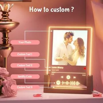 witfox NEXT DAY SHIPPING Spotify Plaque Personalized Gifts for Him Her - Spotify Glass Plaque Custom Gifts for Women Men - Acrylic Song Plaque with Picture Gifts - Customized Gifts for Couples