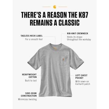 Discover the Carhartt Men's Loose Fit Heavyweight Pocket T-Shirt - Heather Grey