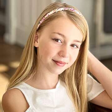 FROG SAC 4 Floral Headbands for Girls, Adjustable Braided Hairband Hair Accessories for Women, Teen ...