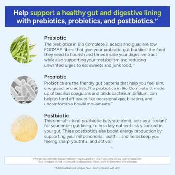 Gundry MD® Bio Complete 3, 3-in-1 Probiotics for Gut Health, Probiotic Supplements for Digestion, Supplement Supporting Bloating, Gas, Food Cravings, Energy Levels, Skin, and Focus, 30 Day Supply