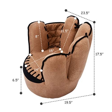 Costzon Kids Couch with Solid Wood Frame & Baseball Glove Design, Children Armchair for Play Room, Nursery, Kindergarten, Kids Room, Gift for Boys & Girls (Brown)