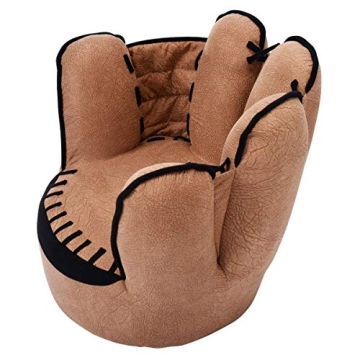 Costzon Kids Couch with Solid Wood Frame & Baseball Glove Design, Children Armchair for Play Room, Nursery, Kindergarten, Kids Room, Gift for Boys & Girls (Brown)