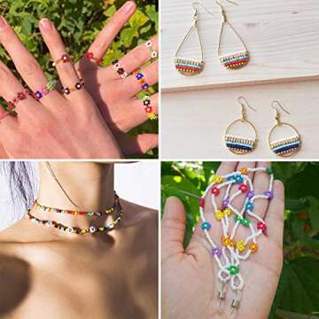 Quefe 26400pcs 2mm Glass Seed Beads 24 Colors Small Kit Bracelet Beads with 24-Grid Plastic Storage Box for Jewelry Making