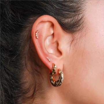 Elegant HUARJO Gold Plated Chunky Hoops Earrings for Women