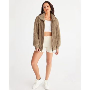 MEROKEETY Women's Warm Sherpa Jacket for Winter Style