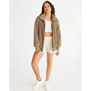 MEROKEETY Women's Warm Sherpa Jacket for Winter Style