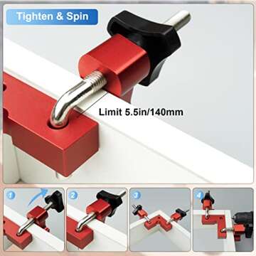 Durable Compact 4-Pack Corner Clamps for Woodworking