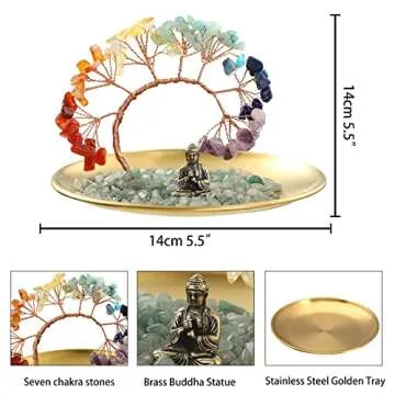 7 Chakra Crystal Tree - Buddha Statue Money for Wealth and Luck Yoga Meditation Home Decor Shelf Acc...