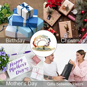 7 Chakra Crystal Tree - Buddha Statue Money for Wealth and Luck Yoga Meditation Home Decor Shelf Accents, Living Room Bedroom Office Decoration, Bookshelf Decor, TV Stand