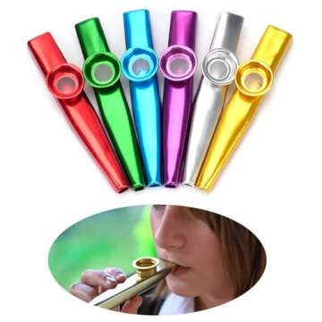SUEIANNMN 6 Colors Kazoo Musical Instruments Aluminum Alloy Kazoo Sets with 6 Membrane Harmonica Mus...