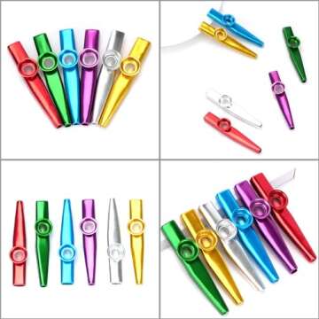 SUEIANNMN 6 Colors Kazoo Musical Instruments Aluminum Alloy Kazoo Sets with 6 Membrane Harmonica Musical Accompaniment for Guitar, Ukulele, Violin, Piano Keyboard