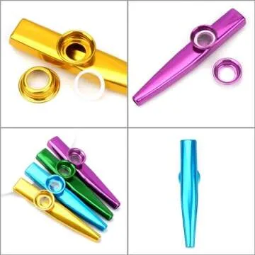 SUEIANNMN 6 Colors Kazoo Musical Instruments Aluminum Alloy Kazoo Sets with 6 Membrane Harmonica Musical Accompaniment for Guitar, Ukulele, Violin, Piano Keyboard