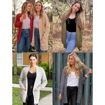 Cozy MEROKEETY Women's Waffle Knit Cardigan with Pockets