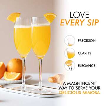 ELIXIR GLASSWARE Mimosa Glasses Set - Crystal Glass Mimosa Flutes, Hand Blown - Set of 4 Mimosa Cocktail Glasses, Premium Crystal Mimosa Glass - Gift for Brunch, Bridal Shower, Wedding - 10oz, Clear