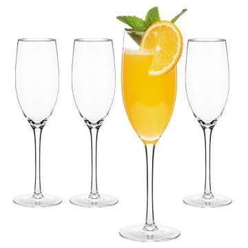 ELIXIR GLASSWARE Mimosa Glasses Set - Crystal Glass Mimosa Flutes, Hand Blown - Set of 4 Mimosa Cocktail Glasses, Premium Crystal Mimosa Glass - Gift for Brunch, Bridal Shower, Wedding - 10oz, Clear