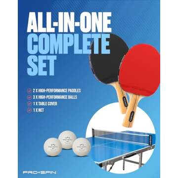 PRO SPIN Compact Ping Pong Table - 72" x 41" Mid-Size, Foldable, Portable Ping Pong Set | 100% Pre-Assembled Weatherproof Indoor/Outdoor | Includes Net, Cover, Table Tennis Paddles & Balls