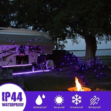 Halloween Giant Spider 5FT with 84 LED Lights for Decor