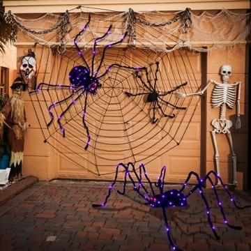 Halloween Giant Spider 5FT with 84 LED Lights for Decor