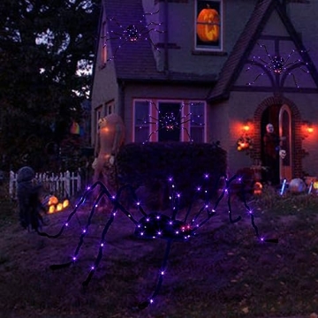 Halloween Giant Spider 5FT with 84 LED Lights for Decor