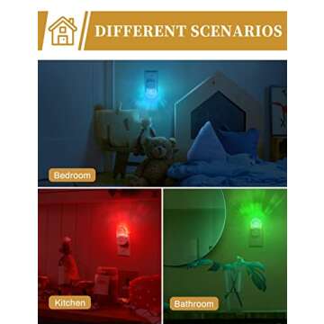 Night Lights Plug Into Wall [2 Pack], Color Changing Night Light for Kids, 8-Color RGB LED Nightlight with Dusk to Dawn Sensor for Bathroom Decor, Children Room, Gift