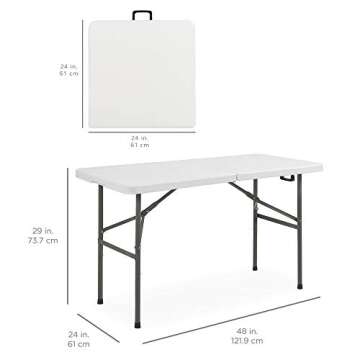 Best Choice Products 4ft Plastic Folding Table, Indoor Outdoor Heavy Duty Portable w/Handle, Lock fo...