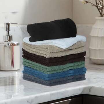 COTTON CRAFT Simplicity Washcloth Set - 28 Pack Assorted Multicolor Facecloth - 100% Cotton Washclot...