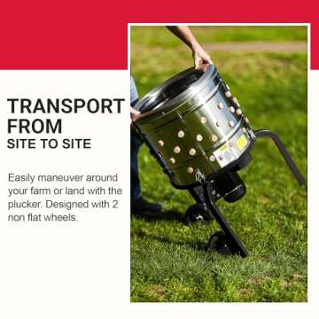 Kitchener Electric Chicken Plucker Machine 1HP 120VAC - Stainless Steel Poultry Processor 92 Soft Fingers, 20" Drum, GFCI Safety, Efficient & Durable for Farm and Food Processing