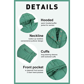 chouyatou Women's Quilted Pullover Puffer Jacket Packable Hooded Oversize Winter Coat Tops (Medium, Aqua Green)