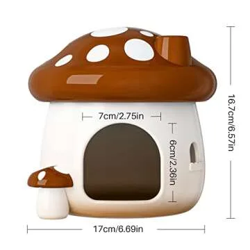 BUCATSTATE Hamster Hideout Ceramic, Mushroom Shape Hamster House and Habitats Cool Bed Ideal for All...