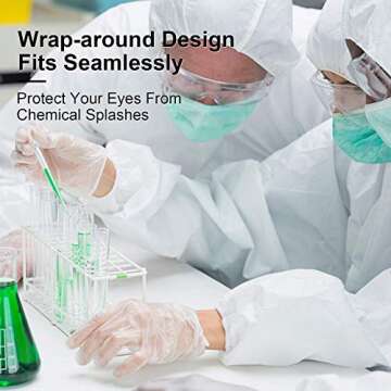 Safety Glasses Goggles Over Eyeglasses Anti Fog for Women Men Safety Goggles Over Glasses Eye Protec...