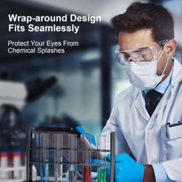 Safety Glasses Goggles Over Eyeglasses Anti Fog for Women Men Safety Goggles Over Glasses Eye Protection Shooting Glasses Anti Scratch UV Resistant Eyewear Goggles Lab Protective Clear 3 Per Box