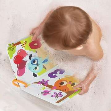 B. toys – Animal Bath Toys Set with Waterproof Bath Book – Light-up Whale & Color Changing Frog