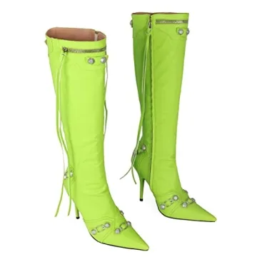 Kluolandi Women’s Stylish Knee High Stiletto Boots with Tassels