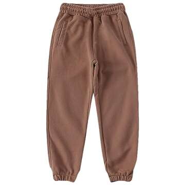 amropi Boy's Hooded Tracksuit Pullover Sweatshirt Jogging Pants Set 2 Pieces Sweatsuit Coffee, 7-8 Years