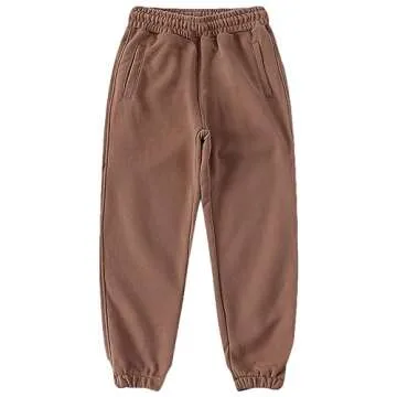 amropi Boy's Hooded Tracksuit Pullover Sweatshirt Jogging Pants Set 2 Pieces Sweatsuit Coffee, 7-8 Years