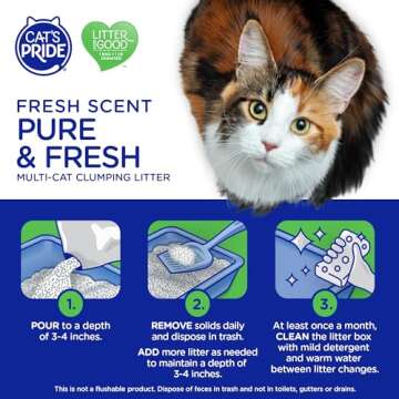 Cat's Pride Premium Lightweight Clumping Litter: Pure & Fresh - Up to 10 Days of Powerful Odor Control - Multi-Cat, Scented, 18 Pounds