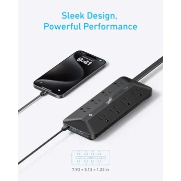 Anker 12-in-1 Flat Plug Power Strip with USB Charging