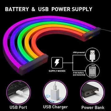 XIYUNTE Colorful Rainbow Neon Light - USB Operated LED Wall Decor with Switch, Perfect for Bedrooms, Parties, and Gifts