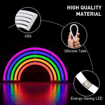 XIYUNTE Colorful Rainbow Neon Light - USB Operated LED Wall Decor with Switch, Perfect for Bedrooms, Parties, and Gifts