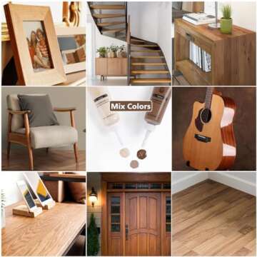 Wood Furniture Repair Kit, 40 Sets-18 Colors Wood Filler Putty and 8 Furniture Touch Up Markers, Vin...